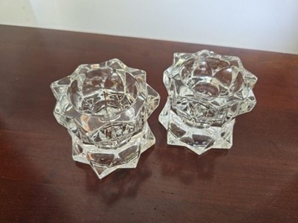 Crystal Candle Holders Mikasa Symmetry Sparkling Star Pair